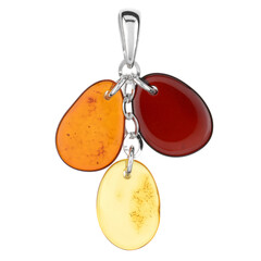 Cognac Baltic Amber Silver Pendant