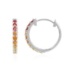 Orange Sapphire Silver Earrings
