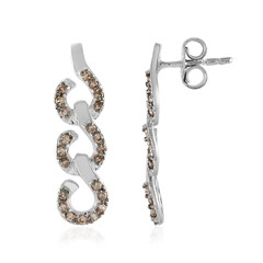 Brown Zircon Silver Earrings