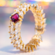 9K Red Burmese Spinel Gold Ring (de Melo)