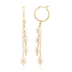 Orange Freshwater Pearl Silver Earrings (TPC)