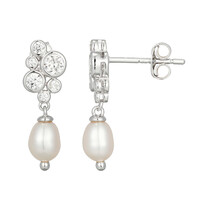 White Freshwater Pearl Silver Earrings
