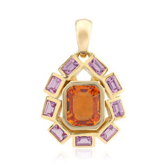 9K Ban Ka Cha Orange Sapphire Gold Pendant