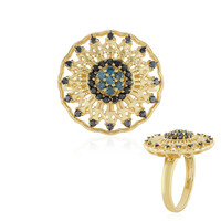 I2 Blue Diamond Silver Ring