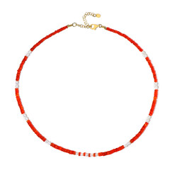 Orange Ethiopian Opal Silver Necklace (Riya)