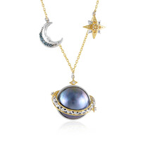 Peacock Mabe Pearl Silver Necklace (Gems en Vogue)