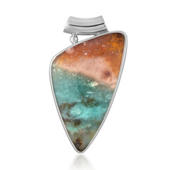 Petrified Opalized Wood Silver Pendant (Bali Barong)