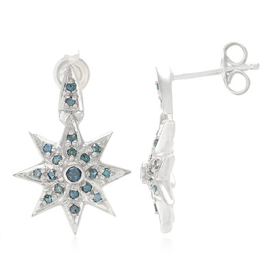 Fancy Diamond Silver Earrings