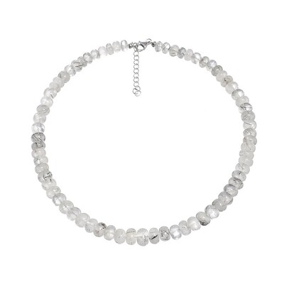 Black Rutile Quartz Silver Necklace