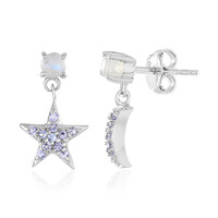 Rainbow Moonstone Silver Earrings