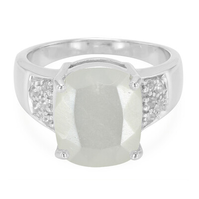 White Moonstone Silver Ring
