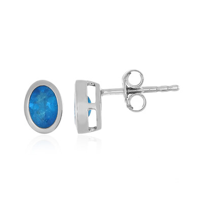 Neon Blue Apatite Silver Earrings