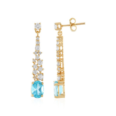 Paraiba Color Topaz Silver Earrings