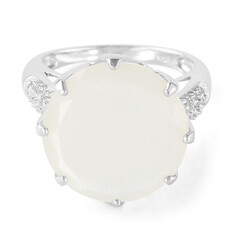 White Moonstone Silver Ring