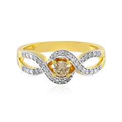 PK Champagne Diamond Silver Ring