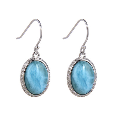 Larimar Silver Earrings