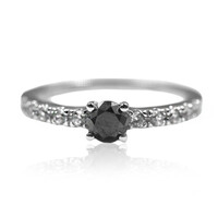 Black Diamond Silver Ring