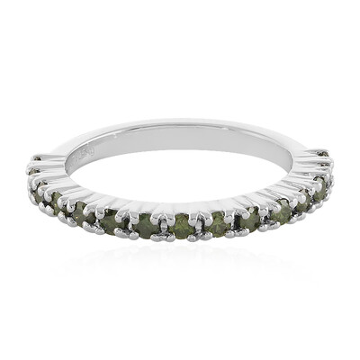 I3 Green Diamond Silver Ring