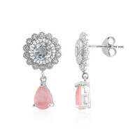 Pink Pastel Quartz Silver Earrings