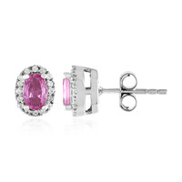 Unheated Ceylon Pink Sapphire Silver Earrings