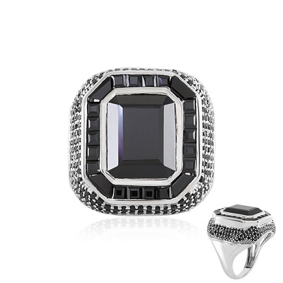 Black Spinel Silver Ring