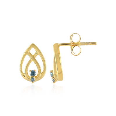 I3 Blue Diamond Silver Earrings