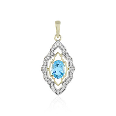 9K Swiss Blue Topaz Gold Pendant (Adela Gold)
