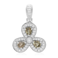 Unheated Green Sapphire Silver Pendant