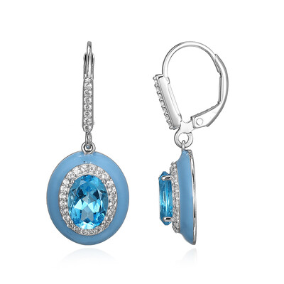 Swiss Blue Topaz Silver Earrings
