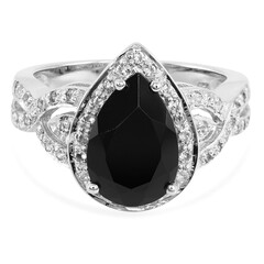 Black Spinel Silver Ring