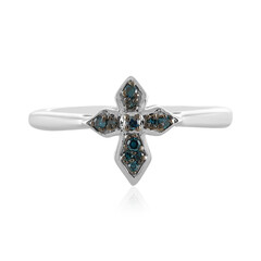 I2 Blue Diamond Silver Ring