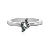 I2 Blue Diamond Silver Ring