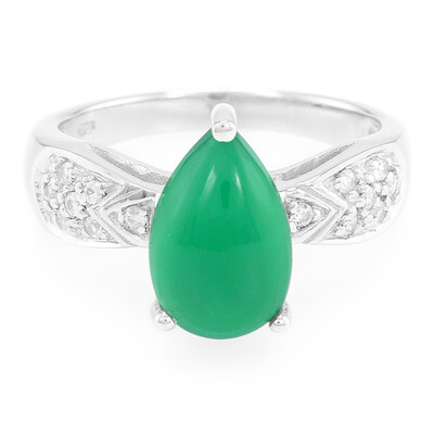 Green Chalcedony Silver Ring