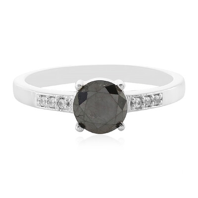Black Diamond Silver Ring