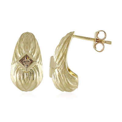 9K I2 Champagne Diamond Gold Earrings (de Melo)