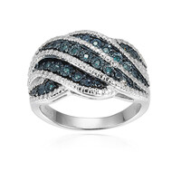 I3 Blue Diamond Silver Ring