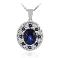 Blue Star Sapphire Silver Necklace