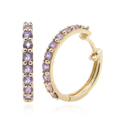 9K Unheated Ceylon Purple Sapphire Gold Earrings