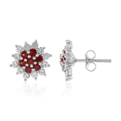 Tanzanian Ruby Silver Earrings (Adela Silber)