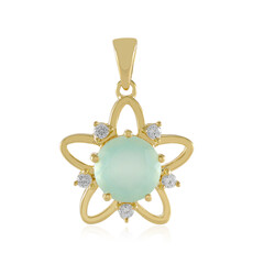 Aqua Chalcedony Silver Pendant