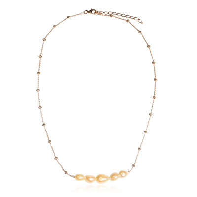 Orange Freshwater Pearl Silver Necklace (TPC)