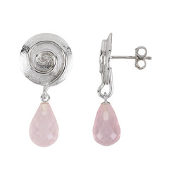 Rose Quartz Silver Earrings