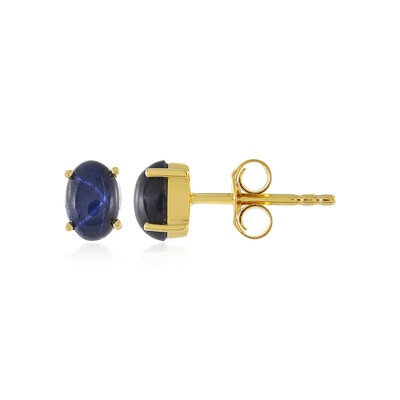 Blue Star Sapphire Silver Earrings