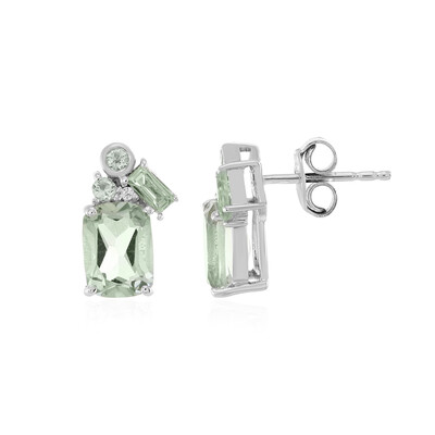 Green Amethyst Silver Earrings