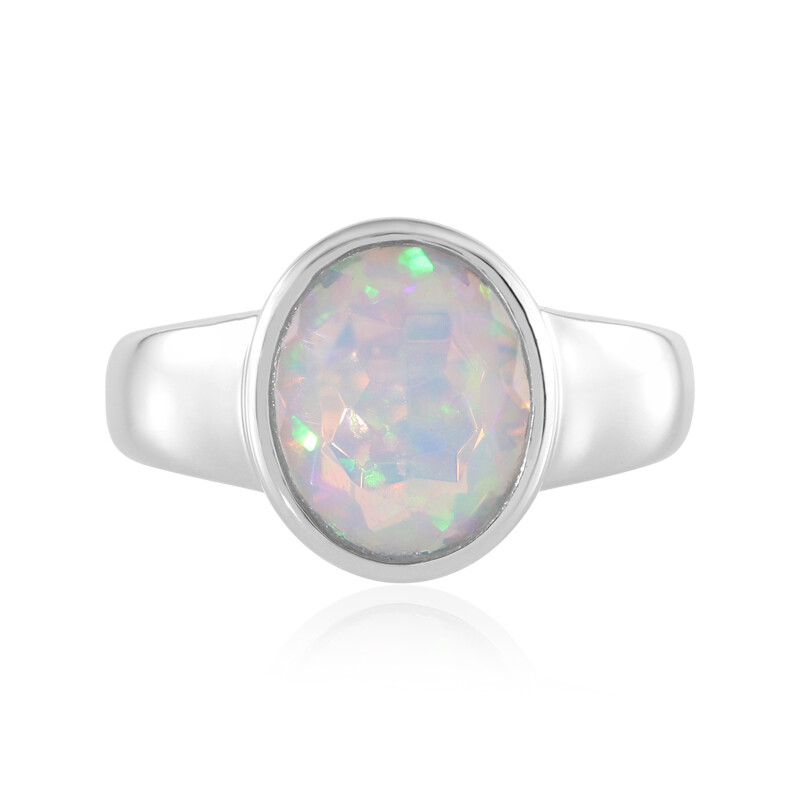 Ethiopian Welo Opal Platinum Plated Silver Ring 1.97ct