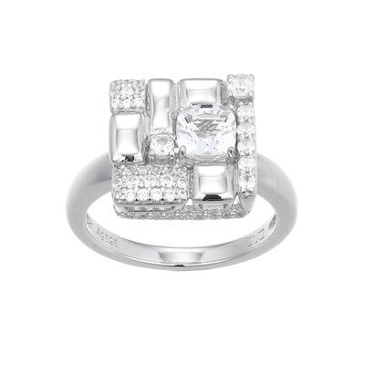 White Topaz Silver Ring (Adela Silber)