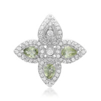 Unheated Green Sapphire Silver Pendant