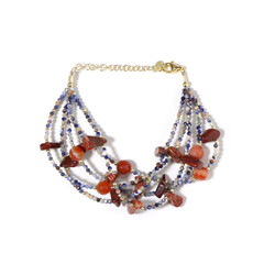 Red Lace Agate Silver Bracelet (Riya)