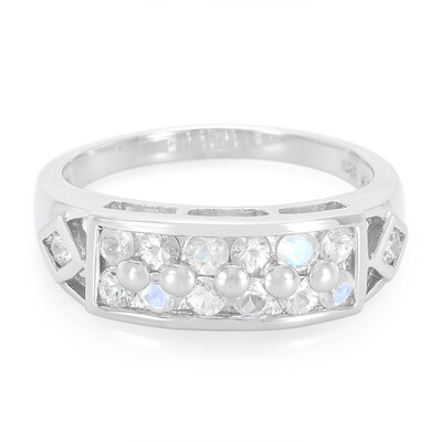 Rainbow Moonstone Silver Ring