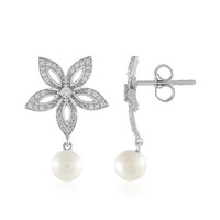 White Freshwater Pearl Silver Earrings